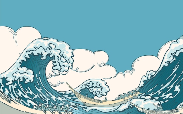 Vecteur gratuit vecteur de grande vague. vague de la mer, vague de l'océan, illustration de la vague de l'eau de la nature