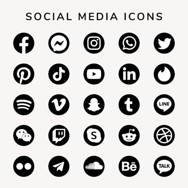 Vecteur D'icônes De Médias Sociaux Avec Facebook, Instagram, Twitter, Tiktok, Logos Youtube