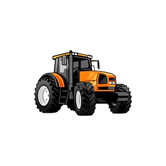 Vecteur d'illustration de tracteur agricole jaune idéal pour la conception de logo de bannière ou de t-shirt