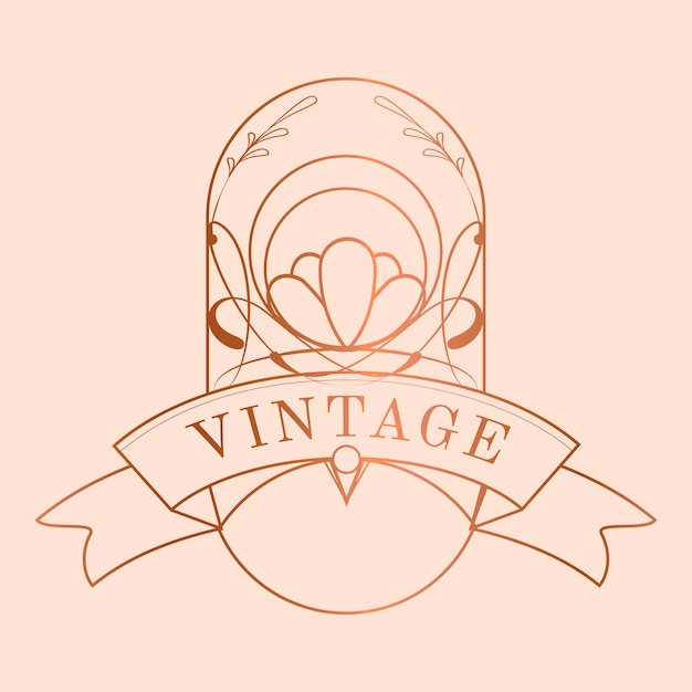 Vecteur gratuit vecteur d'insigne art nouveau rose doré