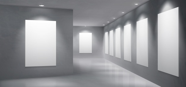 Vecteur intérieur intérieur de la salle d'exposition de la galerie d'art