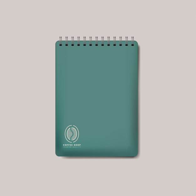 Vecteur isolé maquette de cahier vert spirale
