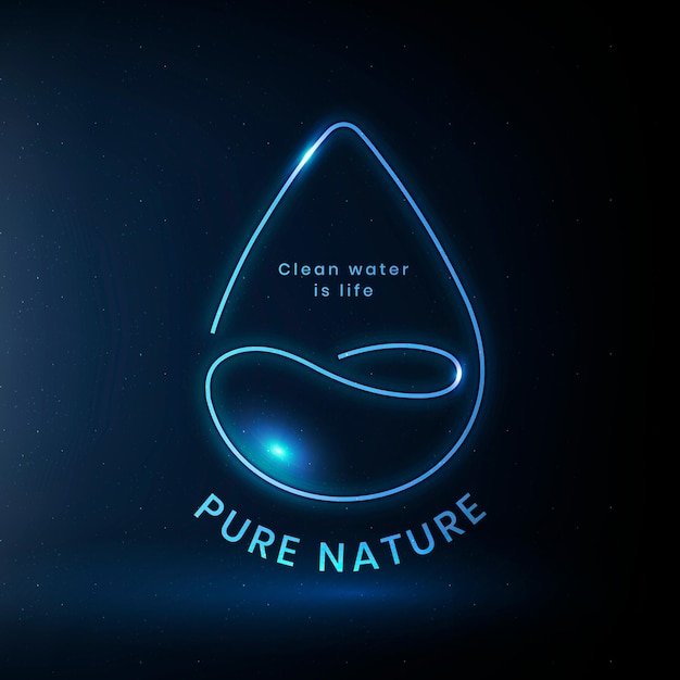 Vecteur gratuit vecteur de logo environnemental de l'eau avec texte de nature pure