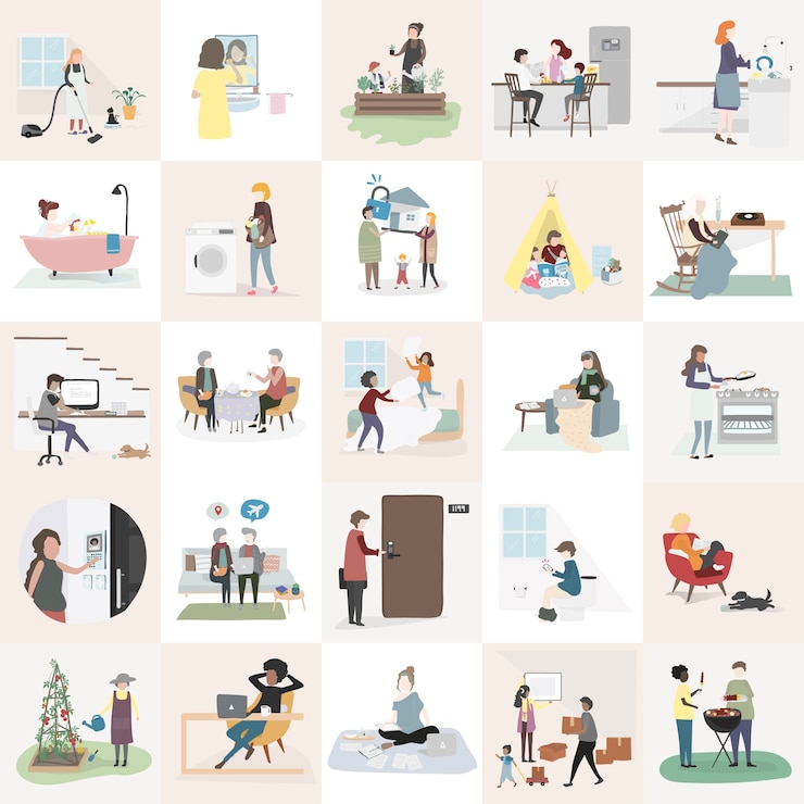 Vecteur gratuit vecteur maison et famille