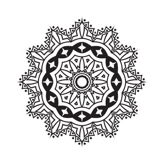 Vecteur de mandala avec motif noir et blanc. motif de mandala noir et blanc simple. ornement de mandala de décoration pour livre de coloriage. motif de mandala de décoration indienne sur fond blanc.