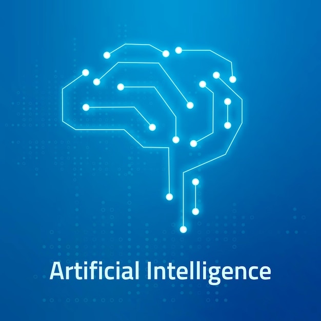 Vecteur De Modèle De Logo De Cerveau Ai En Bleu Pour Une Entreprise Technologique