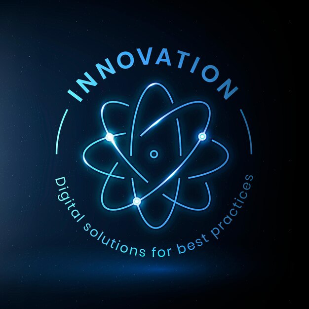 Vecteur de modèle de logo d'éducation d'innovation avec le graphique de science d'atome