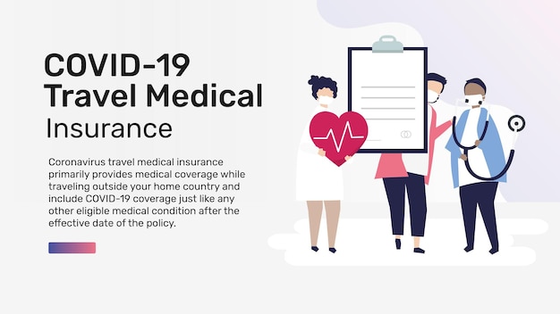 Vecteur de modèle modifiable pour la présentation de l'assurance médicale de voyage COVID-19