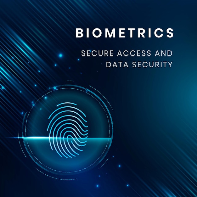 Vecteur de modèle de technologie de sécurité biométrique avec analyse d'empreintes digitales