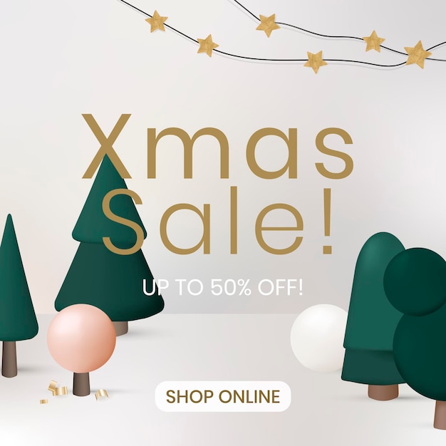 Vecteur De Modèle De Vente De Noël, Publicité De Boutique En Ligne