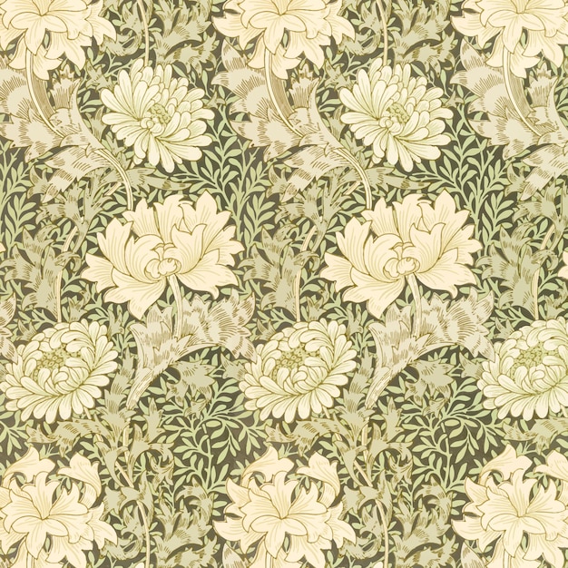 Vecteur de motif de fleur de chrysanthème vintage