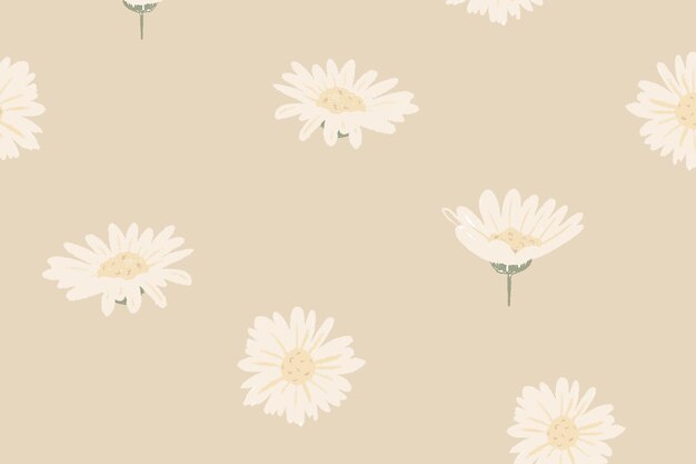 Vecteur de motif floral marguerite blanche sur fond beige