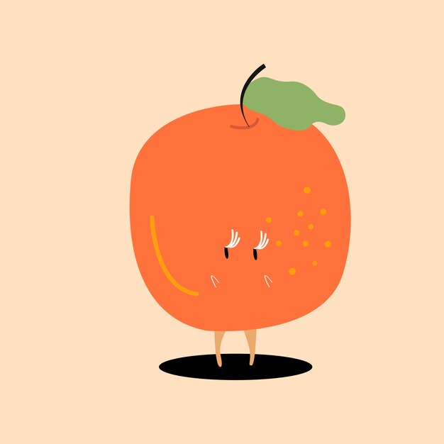 Vecteur de personnage de dessin animé orange frais