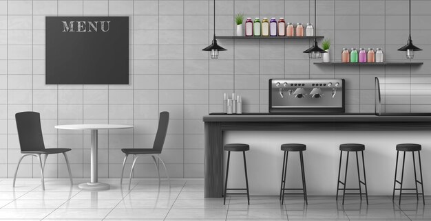 Vecteur réaliste intérieur café moderne loft