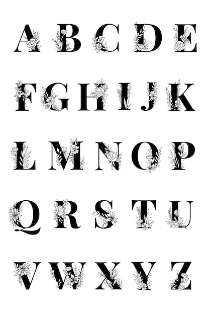 Vecteur De Script Alphabet Floral Typographie