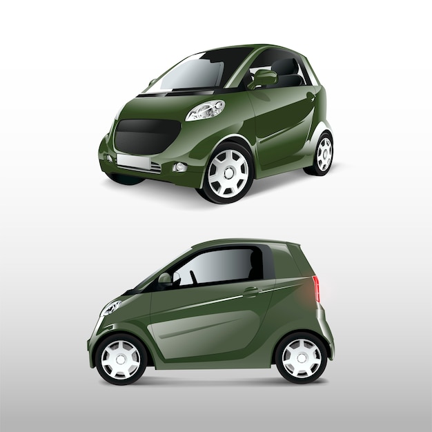 Vecteur de voiture hybride compacte verte