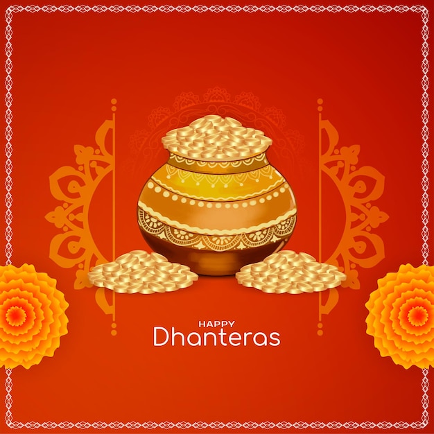 Vecteur gratuit vector d'arrière-plan élégant de la fête indienne happy dhanteras