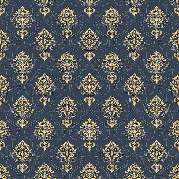 Vector Background Damask Seamless Pattern. Ornement Classique En Damas à L'ancienne, Texture Victorienne Sans Soudure Pour Papiers Peints, Textile, Emballage. Modèle Baroque Floral Exquis.