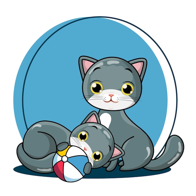Vecteur gratuit vector draw collection chat mignon sur le style de dessin animé whitedoodle