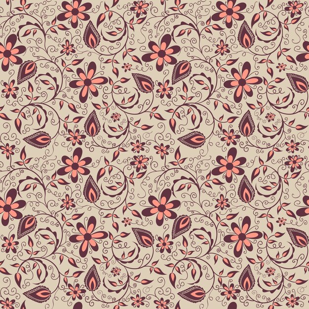 Vector flower seamless pattern background. Texture élégante pour les arrière-plans. Ornement floral à l&#39;ancienne à la décoration classique, texture sans soudure pour papiers peints, textile, emballage.