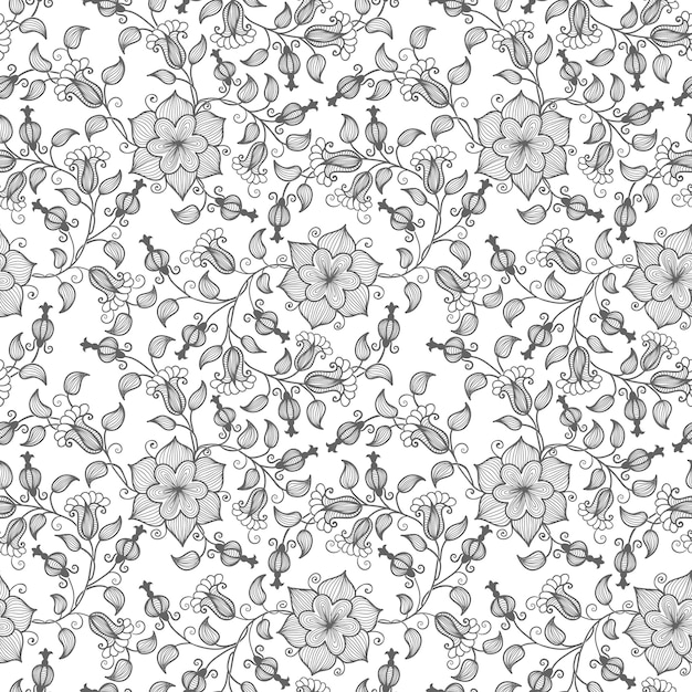 Vector flower seamless pattern background. Texture élégante pour les arrière-plans. Ornement floral à l&#39;ancienne à la décoration classique, texture sans soudure pour papiers peints, textile, emballage.