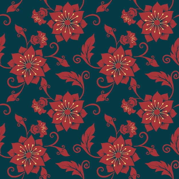 Vector flower seamless pattern background. Texture élégante pour les arrière-plans. Ornement floral à l&#39;ancienne à la décoration classique, texture sans soudure pour papiers peints, textile, emballage.