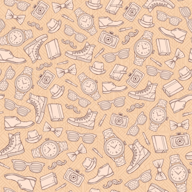 Vector Hipster Seamless Pattern.