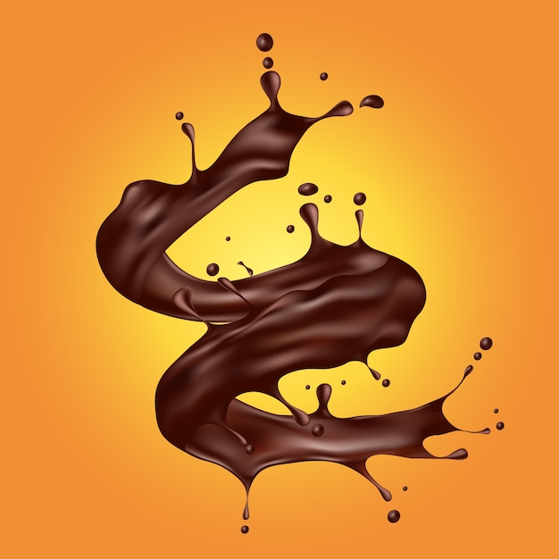 Vector Illustration D'une Spirale De Chocolat Brun Dans Un Style Réaliste.