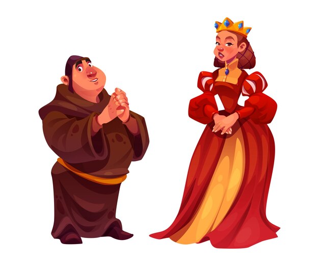 Vecteur gratuit vector de personnes médiévales princesse et homme de dessins animés