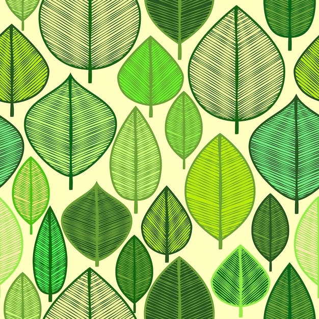 Vector Seamless Pattern Avec Des Feuilles De Griffonnage