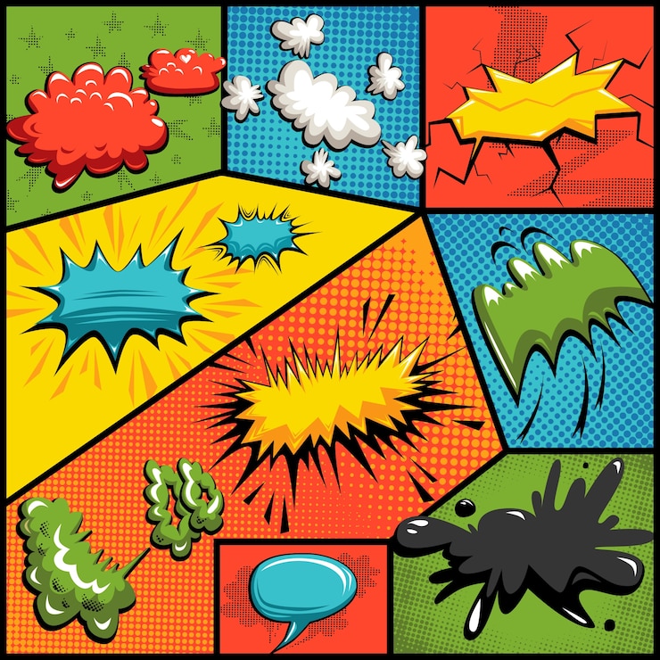 Vecteur gratuit vector set of comics explosion bubbles