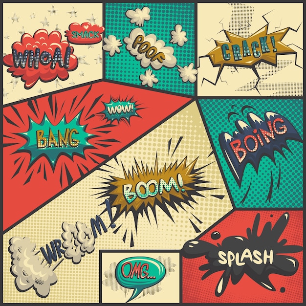 Vector set of comics icons