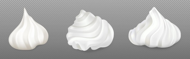 Vecteur gratuit vector de tourbillon de whip de crème de gâteau blanche isolé en 3d