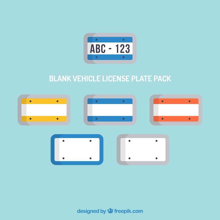 Vecteur gratuit véhicule blanc paquet de plaque d'immatriculation