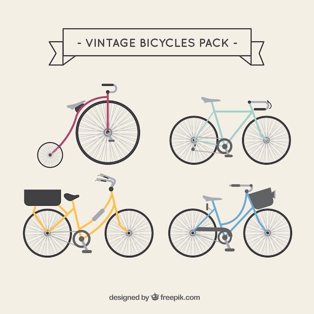 Vecteur gratuit des vélos vintage emballent