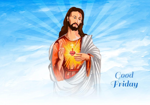 Vecteur gratuit vendredi saint avec jésus-christ le fils de dieu
