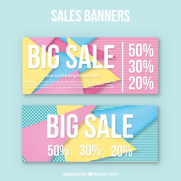 Vecteur gratuit vente big bannières avec des triangles