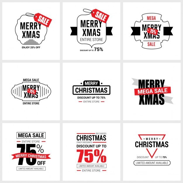 Vente Carte De Noël Conception Ensemble Vecteur Gratuite