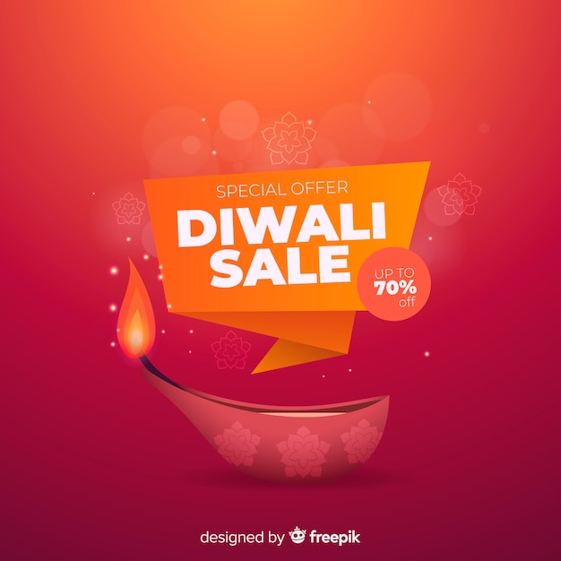 Vente Colorée De Diwali Réaliste