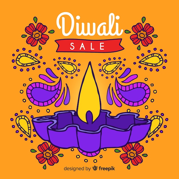 Vente De Diwali Dessiné à La Main