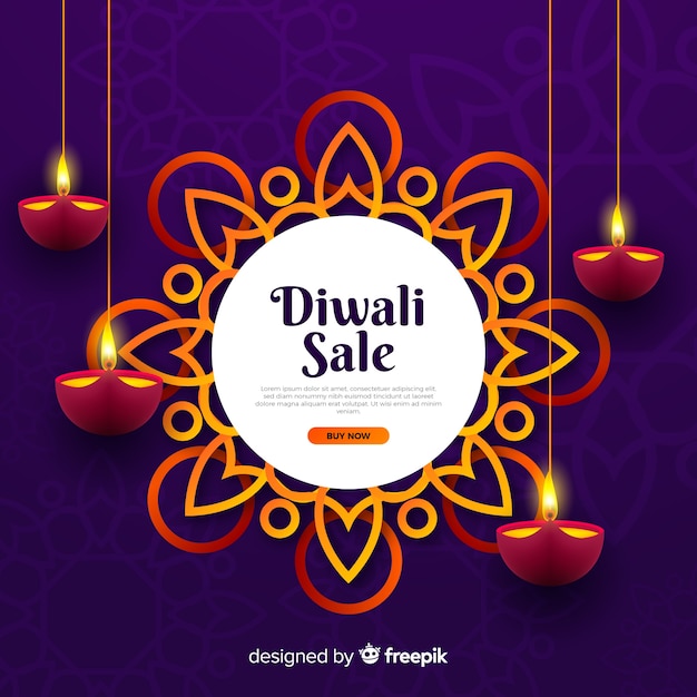 Vecteur gratuit vente de diwali réaliste avec des bougies