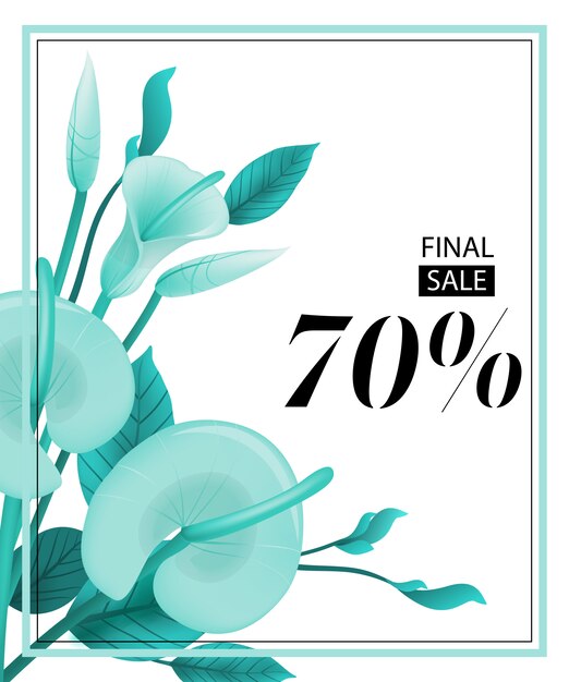 Vente finale soixante-dix pour cent coupon avec menthe calla menthe et cadre.