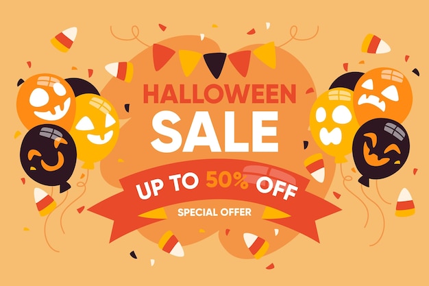 Vecteur gratuit vente d'halloween design plat