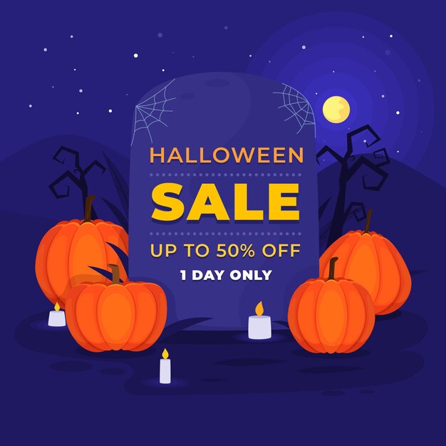 Vecteur gratuit vente d'halloween design plat