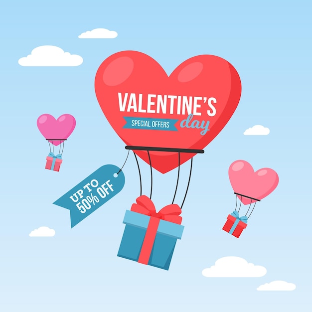 Vecteur gratuit vente de jour de valentines design plat