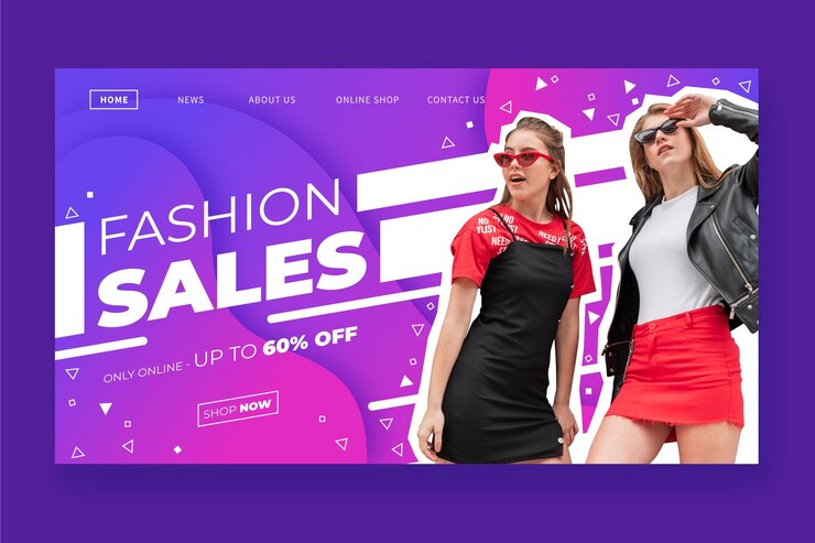 Vecteur gratuit vente de mode - landing page