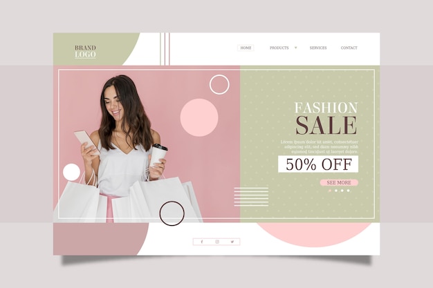 Vecteur gratuit vente de mode - landing page