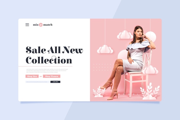 Vecteur gratuit vente de mode - landing page