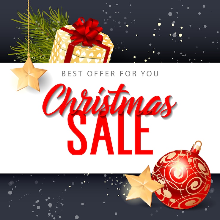 Vecteur gratuit vente de noël meilleure offre lettrage
