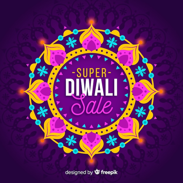 Vecteur gratuit vente de plat diwali avec décorations